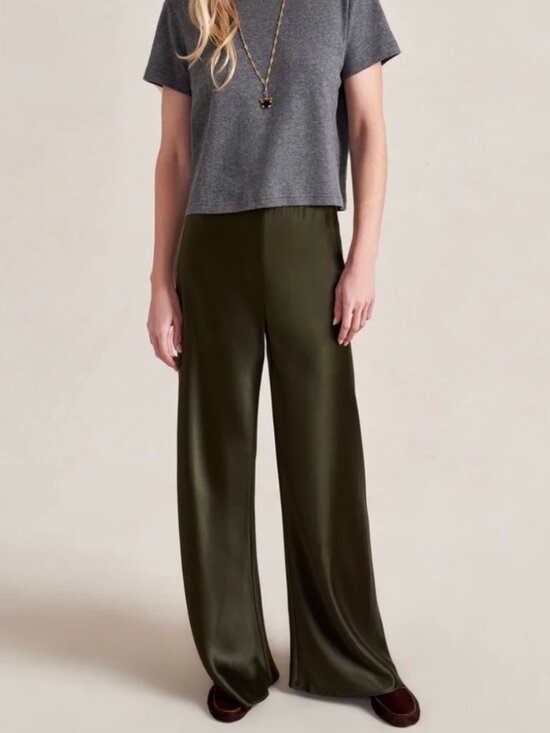 La Ligne Pants - La Ligne Colby Pants, Olive Satin